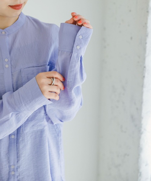 ITEMS URBANRESEARCH（アイテムズ アーバンリサーチ）の「シアーポケットシャツ（シャツ/ブラウス・レディース・ブラック/ホワイト/ブルー・FREE）」の11枚目の写真