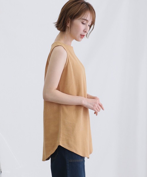 ElegChic(エレグシック)の「ボートネックワッフルタンクトップ(タンクトップ・レディース・ブラック/カーキ/杢グレー/パープル/ネイビー/ホワイト/オレンジ・M/L/XL/3L/4L)」の10枚目の写真