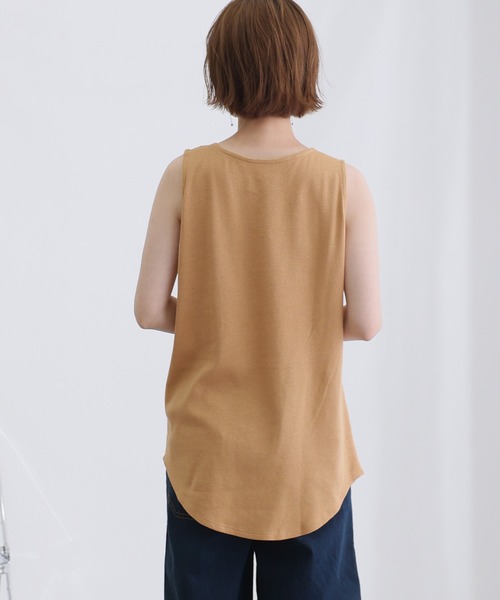 ElegChic(エレグシック)の「ボートネックワッフルタンクトップ(タンクトップ・レディース・ブラック/カーキ/杢グレー/パープル/ネイビー/ホワイト/オレンジ・M/L/XL/3L/4L)」の11枚目の写真