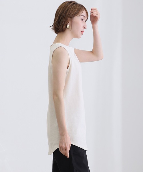ElegChic(エレグシック)の「ボートネックワッフルタンクトップ(タンクトップ・レディース・ブラック/カーキ/杢グレー/パープル/ネイビー/ホワイト/オレンジ・M/L/XL/3L/4L)」の14枚目の写真