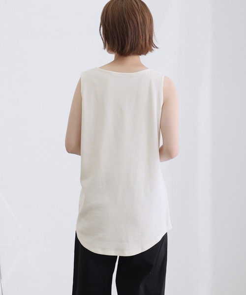 ElegChic(エレグシック)の「ボートネックワッフルタンクトップ(タンクトップ・レディース・ブラック/カーキ/杢グレー/パープル/ネイビー/ホワイト/オレンジ・M/L/XL/3L/4L)」の15枚目の写真