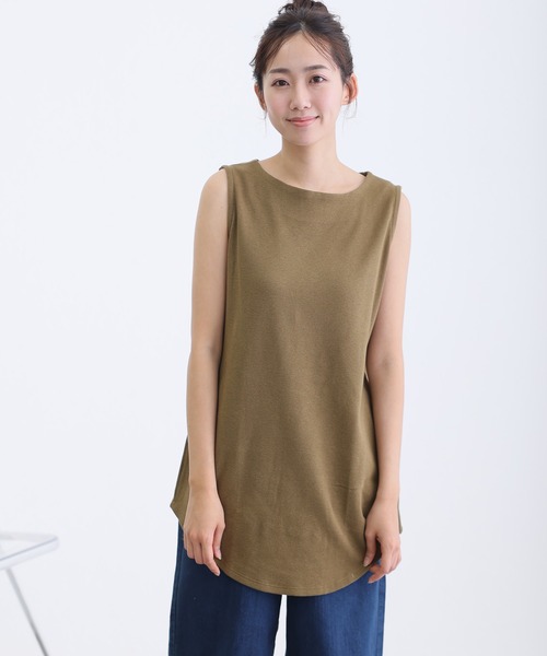 ElegChic(エレグシック)の「ボートネックワッフルタンクトップ(タンクトップ・レディース・ブラック/カーキ/杢グレー/パープル/ネイビー/ホワイト/オレンジ・M/L/XL/3L/4L)」の17枚目の写真