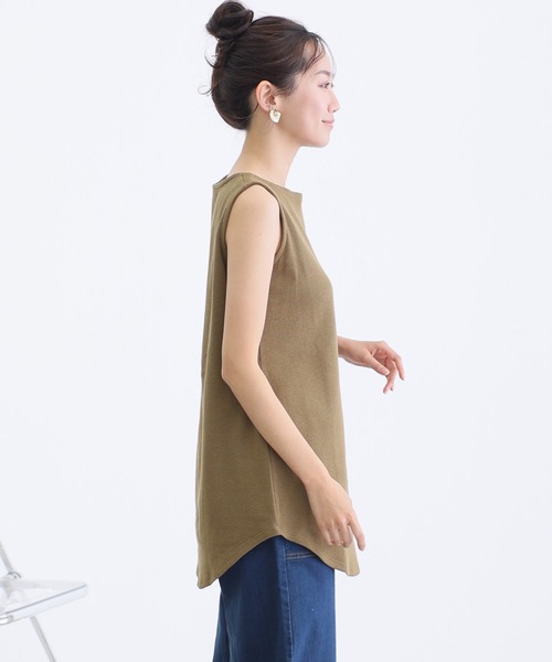 ElegChic(エレグシック)の「ボートネックワッフルタンクトップ(タンクトップ・レディース・ブラック/カーキ/杢グレー/パープル/ネイビー/ホワイト/オレンジ・M/L/XL/3L/4L)」の18枚目の写真