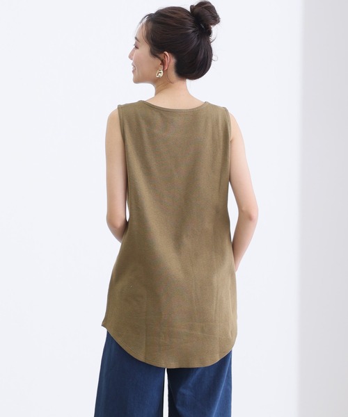 ElegChic(エレグシック)の「ボートネックワッフルタンクトップ(タンクトップ・レディース・ブラック/カーキ/杢グレー/パープル/ネイビー/ホワイト/オレンジ・M/L/XL/3L/4L)」の19枚目の写真