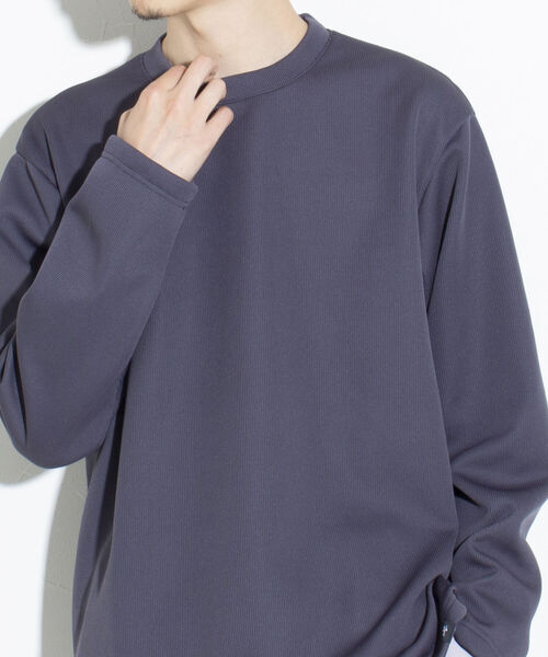 GLOSTER（グロスター）の「【GLOSTER/グロスター】針抜きニットソー クルーネックロンT ワンポイントロゴ 日本製（Tシャツ/カットソー・メンズ・チャコールグレー/アイボリー/イエロー・M/L/S）」の3枚目の写真