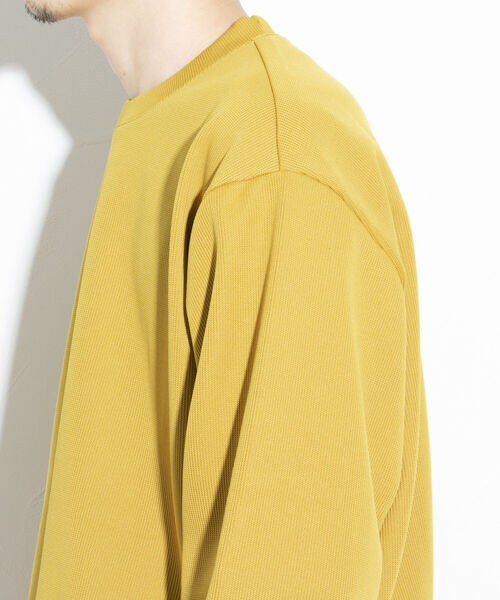 GLOSTER（グロスター）の「【GLOSTER/グロスター】針抜きニットソー クルーネックロンT ワンポイントロゴ 日本製（Tシャツ/カットソー・メンズ・チャコールグレー/アイボリー/イエロー・M/L/S）」の7枚目の写真