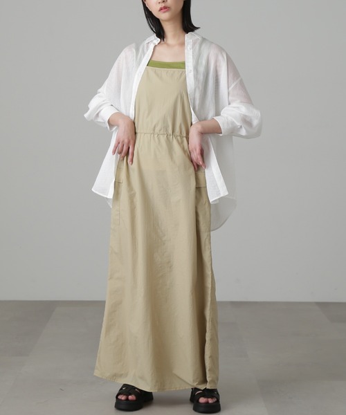 FREE'S MART（フリーズマート）の「◆ウエストドロストミリタリージャンパースカート（ワンピース・レディース・ベージュ/ブラック・FREE）」の3枚目の写真