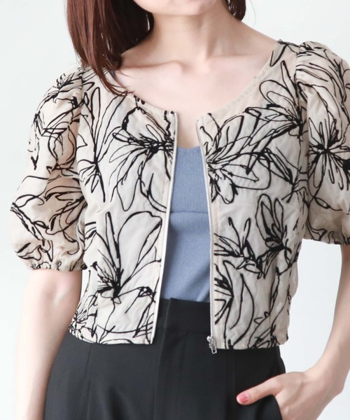 archives（アルシーヴ）の「フロントＺＩＰフロッキータックブラウス（シャツ/ブラウス・レディース・ブラック/ベージュ/オフホワイト・MEDIUM）」の21枚目の写真