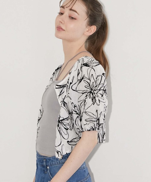 archives（アルシーヴ）の「フロントＺＩＰフロッキータックブラウス（シャツ/ブラウス・レディース・ブラック/ベージュ/オフホワイト・MEDIUM）」の7枚目の写真