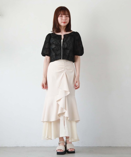 archives（アルシーヴ）の「フロントＺＩＰフロッキータックブラウス（シャツ/ブラウス・レディース・ブラック/ベージュ/オフホワイト・MEDIUM）」の14枚目の写真