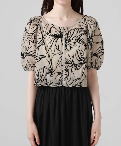 archives（アルシーヴ）の「フロントＺＩＰフロッキータックブラウス（シャツ/ブラウス・レディース・ブラック/ベージュ/オフホワイト・MEDIUM）」の9枚目の写真