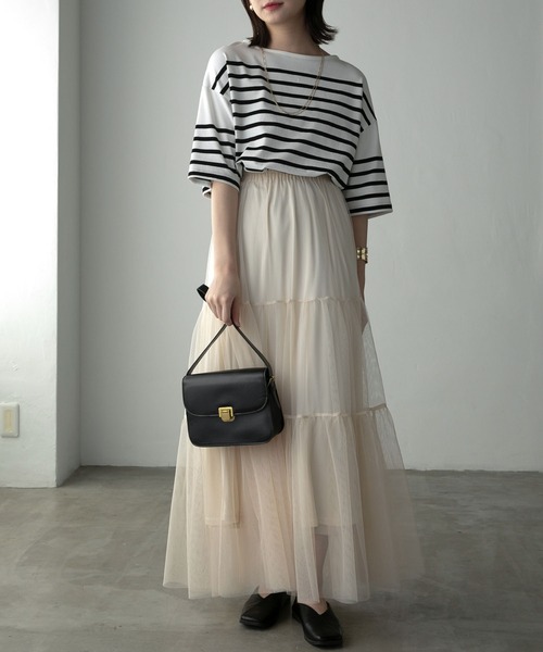 Anss.me（アンスミー）の「【Anss.me】チュールロングティアードスカート（スカート・レディース・アイボリー/ブラック/ライトグレー・FREE）」の8枚目の写真