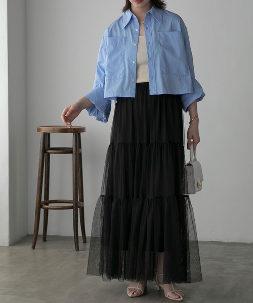 Anss.me（アンスミー）の「【Anss.me】チュールロングティアードスカート（スカート・レディース・アイボリー/ブラック/ライトグレー・FREE）」の15枚目の写真