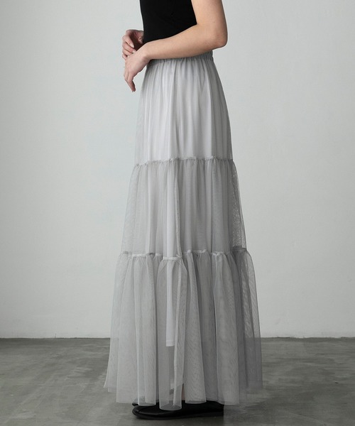 Anss.me（アンスミー）の「【Anss.me】チュールロングティアードスカート（スカート・レディース・アイボリー/ブラック/ライトグレー・FREE）」の11枚目の写真