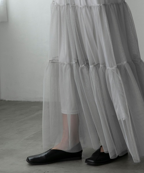 Anss.me（アンスミー）の「【Anss.me】チュールロングティアードスカート（スカート・レディース・アイボリー/ブラック/ライトグレー・FREE）」の4枚目の写真