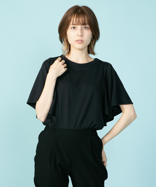 fort point(フォーポイント)の「【C-FORT POINT/フォートポイント】袖のデザインでこなれ度UP シルケット袖フレアTシャツ レディース プルオーバー(Tシャツ/カットソー・レディース・グレー/ブラック/オフホワイト/イエロー・MEDIUM)」の3枚目の写真