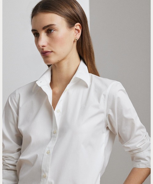 LAUREN RALPH LAUREN(ローレン ラルフ ローレン)の「イージーケア ストレッチコットン シャツ(シャツ/ブラウス・レディース・ホワイト・XXS/S/M/XS/L/XL)」の4枚目の写真