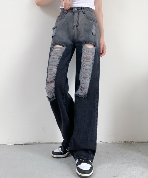 セール】【新色追加 】グラデーションデニムパンツ（デニムパンツ