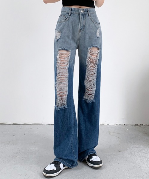 セール】【新色追加 】グラデーションデニムパンツ（デニムパンツ