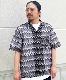 SHIPS any: マルチカラー レース シアー オープンカラー メッシュ シャツ◇