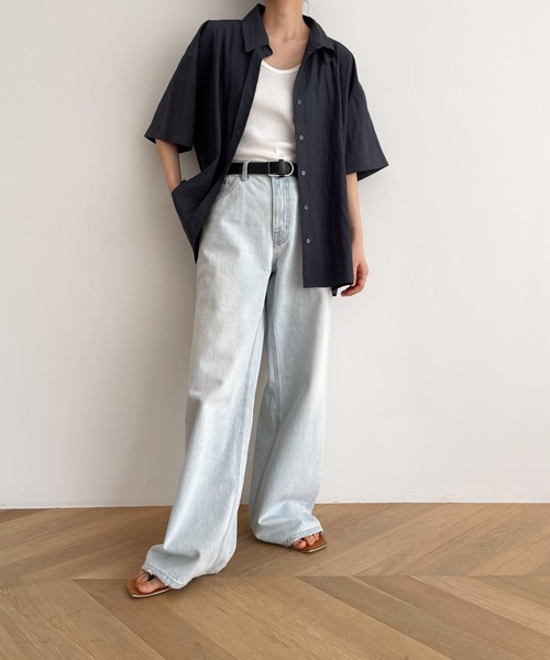 CANAL JEAN（キャナルジーン）の「【セットアップ対応】El mar(エルマール) レーヨンナイロン半袖シャツ（シャツ/ブラウス・レディース・チャコールグレー/ブラック・ONE SIZE）」の11枚目の写真