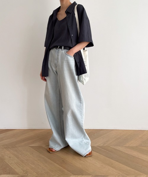 CANAL JEAN（キャナルジーン）の「【セットアップ対応】El mar(エルマール) レーヨンナイロン半袖シャツ（シャツ/ブラウス・レディース・チャコールグレー/ブラック・ONE SIZE）」の13枚目の写真