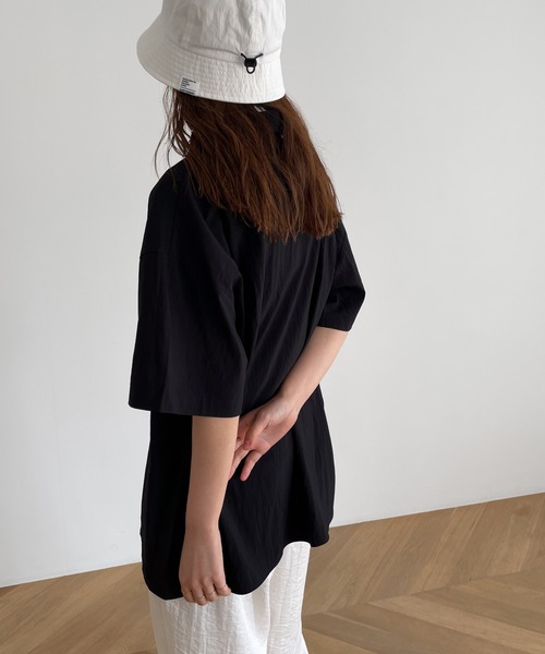 CANAL JEAN（キャナルジーン）の「【セットアップ対応】El mar(エルマール) レーヨンナイロン半袖シャツ（シャツ/ブラウス・レディース・チャコールグレー/ブラック・ONE SIZE）」の17枚目の写真