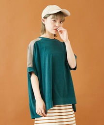 CUBE SUGAR（キューブシュガー）の「スラブ天竺カットソー異素材ドッキングプルオーバー（Tシャツ/カットソー）」