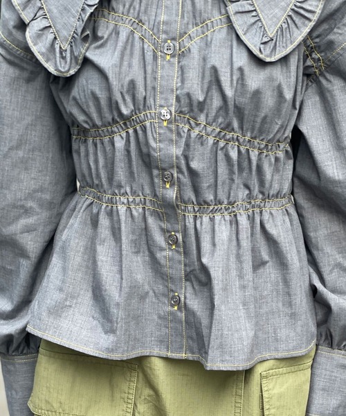 HELLO.SANFRANCISCO/ハローサンフランシスコ】デニム刺繍ビックカラー