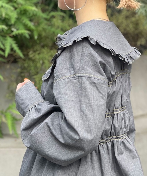 HELLO.SANFRANCISCO(ハローサンフランシスコ)の「【HELLO.SANFRANCISCO/ハローサンフランシスコ】デニム刺繍ビックカラービスチェシャツ(シャツ/ブラウス・レディース・ブルー/ネイビー・FREE)」の19枚目の写真