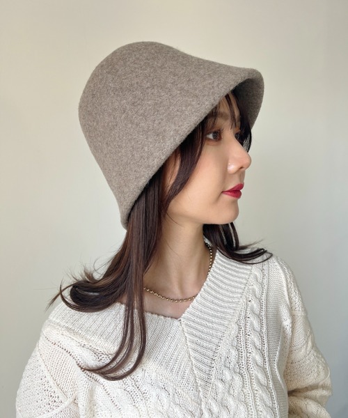 CLEA（クレア）の「ウールフェルト/バスクバケットハット（ハット・レディース・グレイッシュベージュ/ベージュ/ブラウン/ブラック・FREE）」の8枚目の写真