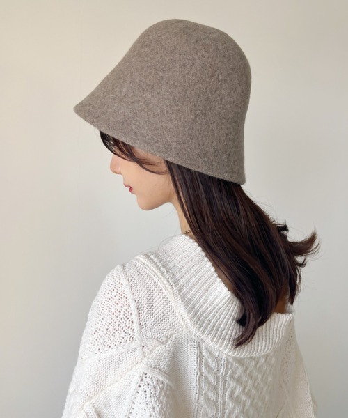 CLEA（クレア）の「ウールフェルト/バスクバケットハット（ハット・レディース・グレイッシュベージュ/ベージュ/ブラウン/ブラック・FREE）」の10枚目の写真