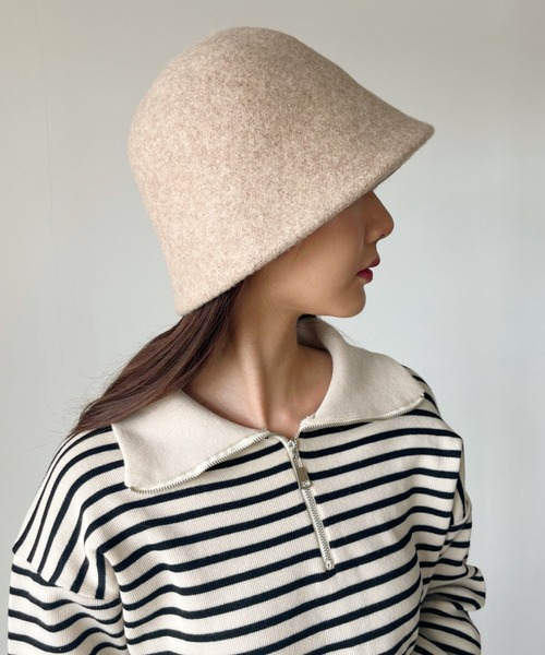 CLEA（クレア）の「ウールフェルト/バスクバケットハット（ハット・レディース・グレイッシュベージュ/ベージュ/ブラウン/ブラック・FREE）」の17枚目の写真