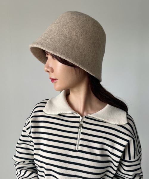 CLEA（クレア）の「ウールフェルト/バスクバケットハット（ハット・レディース・グレイッシュベージュ/ベージュ/ブラウン/ブラック・FREE）」の14枚目の写真