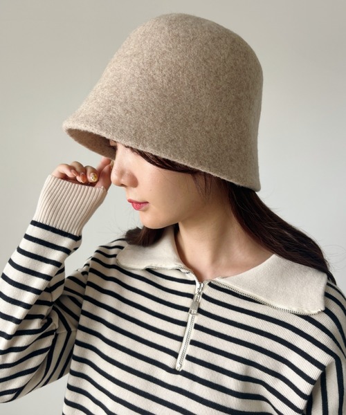 CLEA（クレア）の「ウールフェルト/バスクバケットハット（ハット・レディース・グレイッシュベージュ/ベージュ/ブラウン/ブラック・FREE）」の18枚目の写真