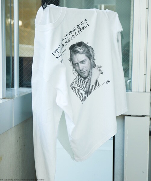 LIFE（ライフ）の「LIFE/ライフ 別注 Kurt Cobain コラボフォト L/S Tシャツ/ロングスリーブ（Tシャツ/カットソー・メンズ・チャコールグレー/オフホワイト・MEDIUM/LARGE）」の13枚目の写真