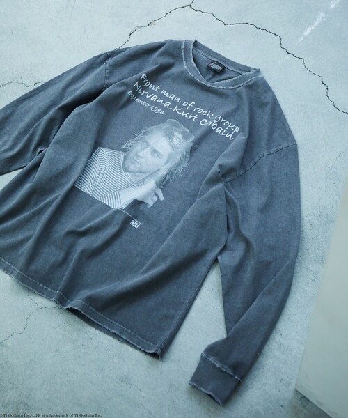 LIFE（ライフ）の「LIFE/ライフ 別注 Kurt Cobain コラボフォト L/S Tシャツ/ロングスリーブ（Tシャツ/カットソー・メンズ・チャコールグレー/オフホワイト・MEDIUM/LARGE）」の18枚目の写真