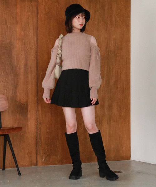 archives（アルシーヴ）の「ショルダーシアーリブフェザーニット（ニット/セーター・レディース・ブラック/ブルーグレー/ピンクベージュ/アイボリー・MEDIUM）」の10枚目の写真