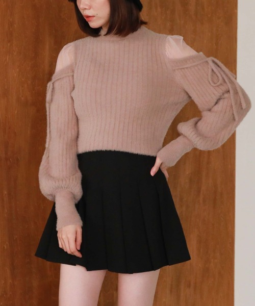 archives（アルシーヴ）の「ショルダーシアーリブフェザーニット（ニット/セーター・レディース・ブラック/ブルーグレー/ピンクベージュ/アイボリー・MEDIUM）」の8枚目の写真