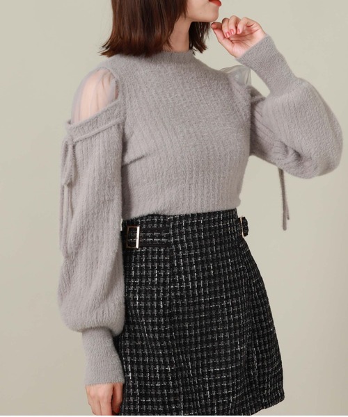 archives（アルシーヴ）の「ショルダーシアーリブフェザーニット（ニット/セーター・レディース・ブラック/ブルーグレー/ピンクベージュ/アイボリー・MEDIUM）」の21枚目の写真