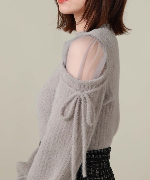 archives（アルシーヴ）の「ショルダーシアーリブフェザーニット（ニット/セーター・レディース・ブラック/ブルーグレー/ピンクベージュ/アイボリー・MEDIUM）」の19枚目の写真