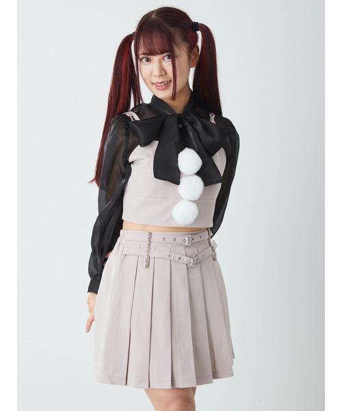 Ank Rouge（アンクルージュ）の「ダブルベルトフロントプリーツSK（スカート・レディース・ブルー/ピンク/ブラック・M）」の14枚目の写真