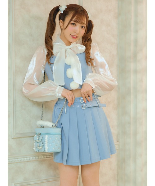 Ank Rouge（アンクルージュ）の「ダブルベルトフロントプリーツSK（スカート・レディース・ブルー/ピンク/ブラック・M）」の13枚目の写真