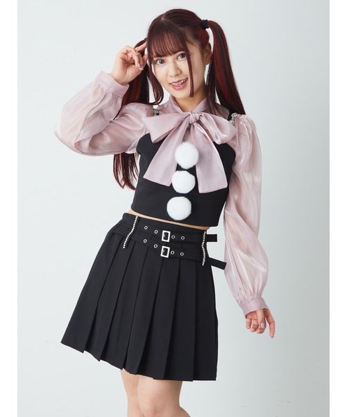 Ank Rouge（アンクルージュ）の「ダブルベルトフロントプリーツSK（スカート・レディース・ブルー/ピンク/ブラック・M）」の12枚目の写真