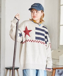 CUBE SUGAR | アンティークニット星条旗プルオーバー(ニット/セーター)