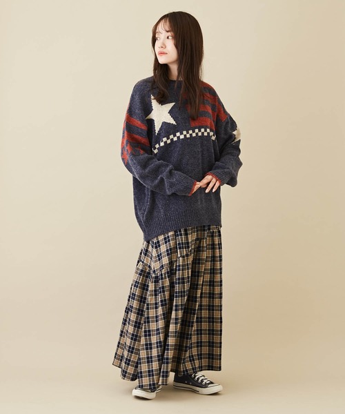 CUBE SUGAR（キューブシュガー）の「アンティークニット星条旗プルオーバー（ニット/セーター・レディース・ネイビー/ナチュラル・M）」の8枚目の写真