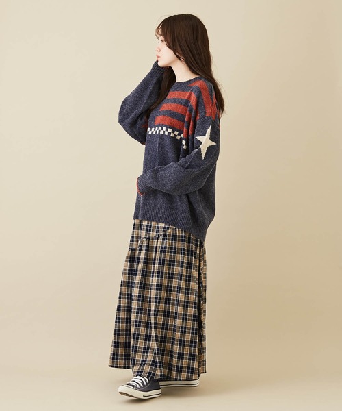 CUBE SUGAR（キューブシュガー）の「アンティークニット星条旗プルオーバー（ニット/セーター・レディース・ネイビー/ナチュラル・M）」の9枚目の写真