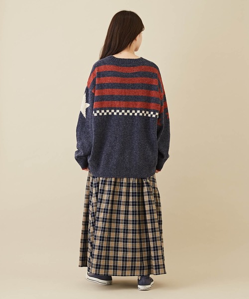 CUBE SUGAR（キューブシュガー）の「アンティークニット星条旗プルオーバー（ニット/セーター・レディース・ネイビー/ナチュラル・M）」の10枚目の写真