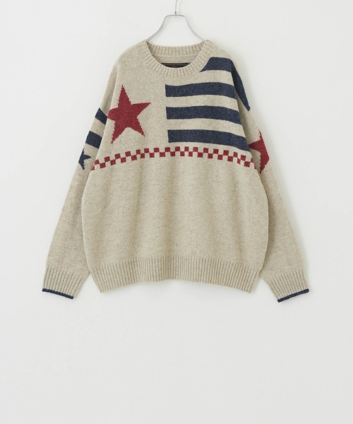 CUBE SUGAR（キューブシュガー）の「アンティークニット星条旗プルオーバー（ニット/セーター・レディース・ネイビー/ナチュラル・M）」の19枚目の写真