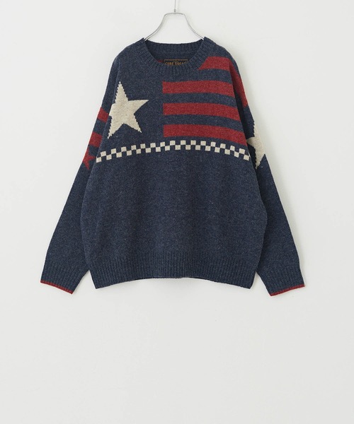 CUBE SUGAR（キューブシュガー）の「アンティークニット星条旗プルオーバー（ニット/セーター・レディース・ネイビー/ナチュラル・M）」の21枚目の写真